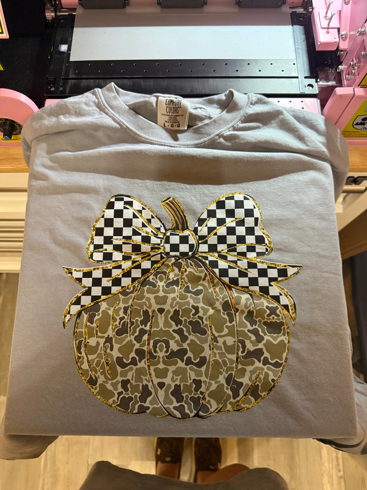 Camo Pumpkin Checkered Bow (DTF)