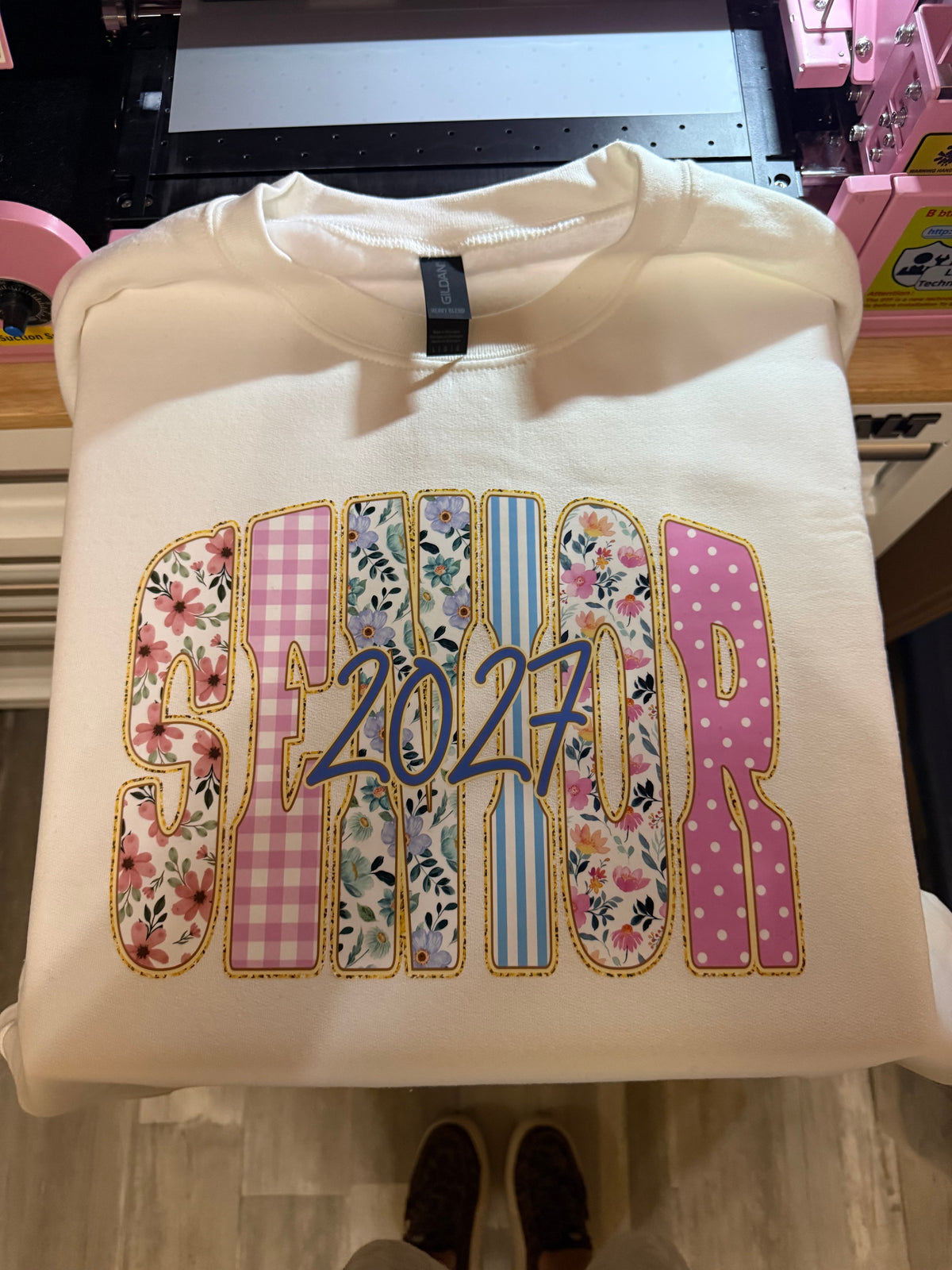Preppy Floral Polka Dot Pink Senior 2027 (DTF)