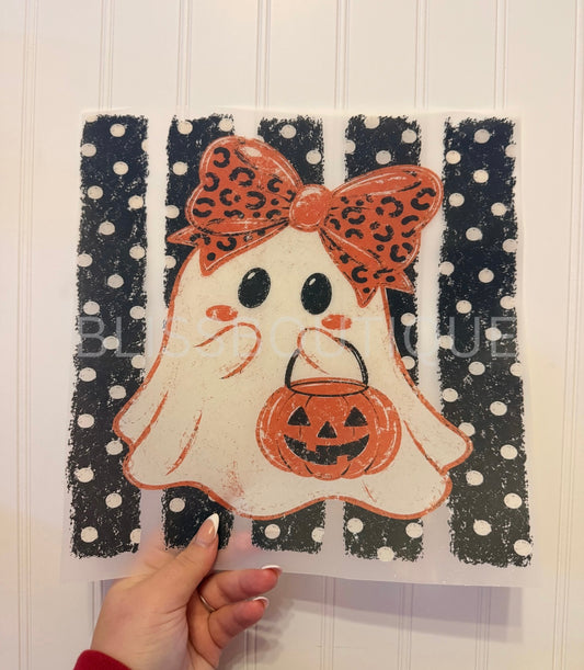 Preppy Halloween Ghost Polka Dot (DTF)