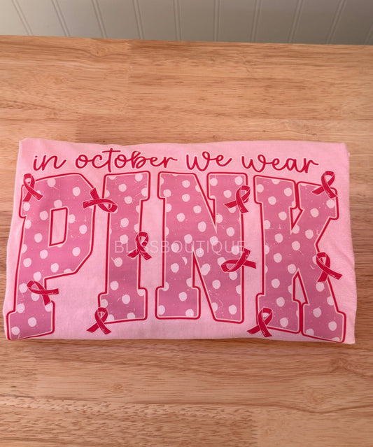 Preppy Polka Dot Bow Breast Cancer (DTF)